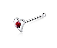 Stone Heart Shaped Silver Bone Nose Stud NSKD-200